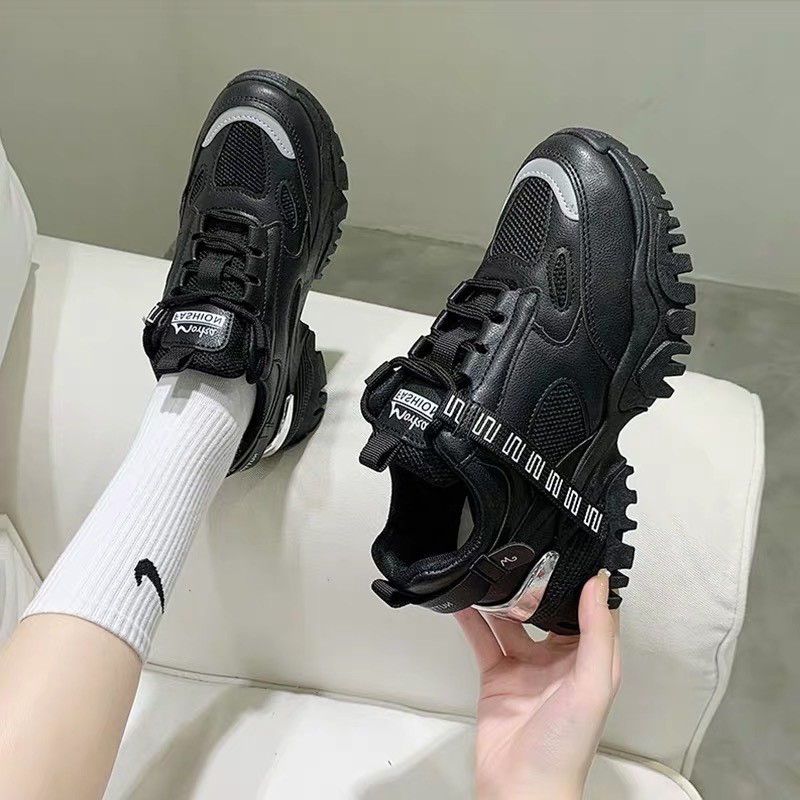 Giày nữ,giày thể thao sneaker nữ fashion đế răng cưa gót bạc siêu hót hít