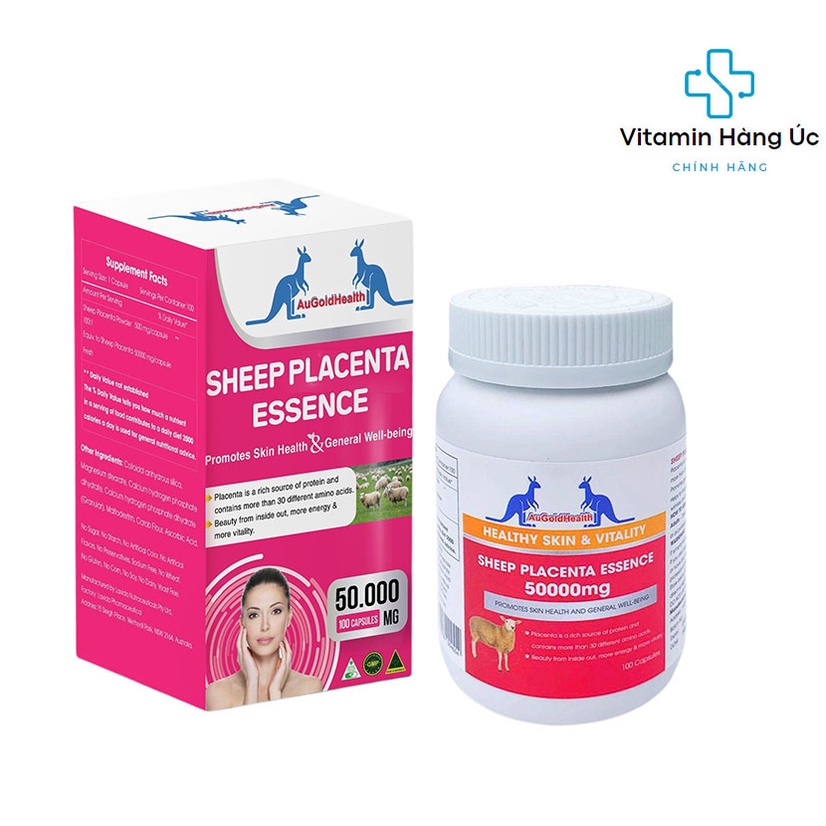 Viên Sáng Da Xóa Nám Nhau Thai Cừu AuGoldHealth của Úc SHEEP PLACENTA ESSENCE 50000 MG (100 viên)