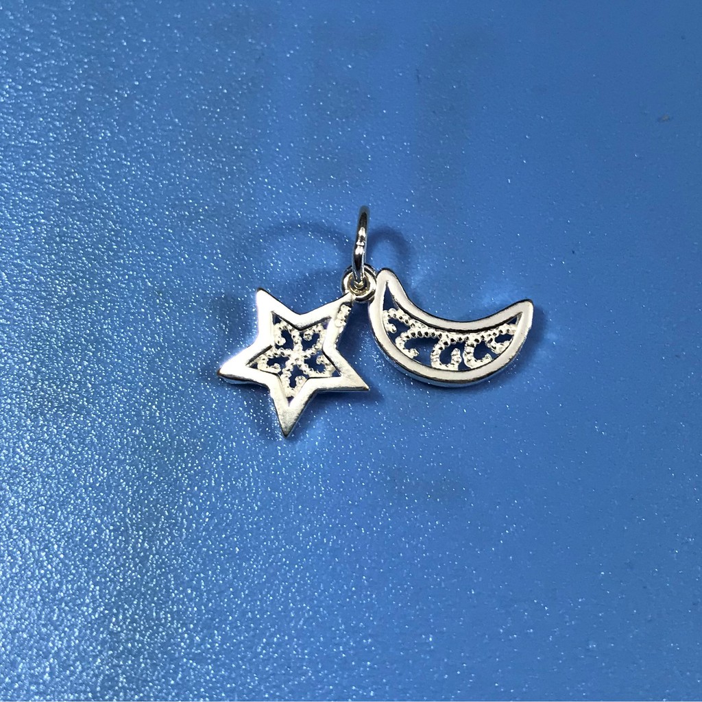 Charm bạc Móc treo cặp ngôi sao và mặt trăng - Charm Bạc 925 - Mã CB220