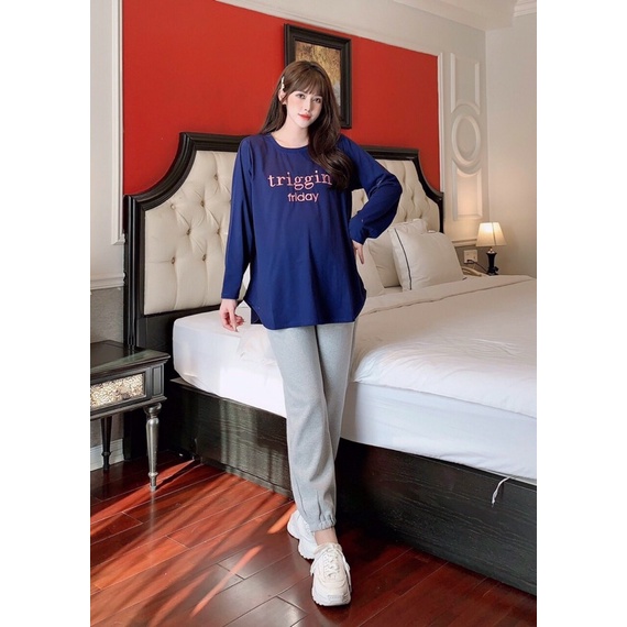 Áo bà bầu dài tay thu đông cotton công sở dày dặn ấm áp đen giá rẻ ABcottontheu