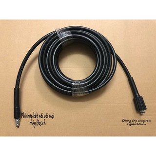 15M DÂY PHUN ÁP LỰC CHO MÁY PHUN XỊT RỬA BOS.CH, BOS.CH-AQT(HÀNG OEM) 1 ĐẦU CẮM NHANH,1 ĐẦU NỐI SÚ.NG REN NGOÀI 22MM