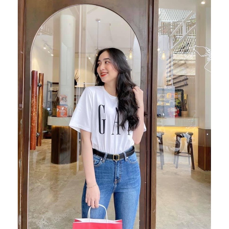 ÁO THUN NỮ GAP CROPTOP LỬNG IN CHỮ