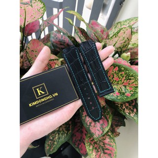 HÀNG LOẠI 1 DA XỊN CHỐNG GÃY Dây đồng hồ hublot nam màu đen size 42 tặng kèm đồ thay dây