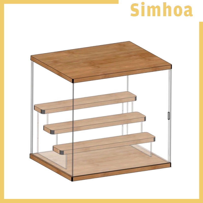 Hộp trưng bày mô hình bằng acrylic trong suốt kèm giá đỡ bằng gỗ chống bụi