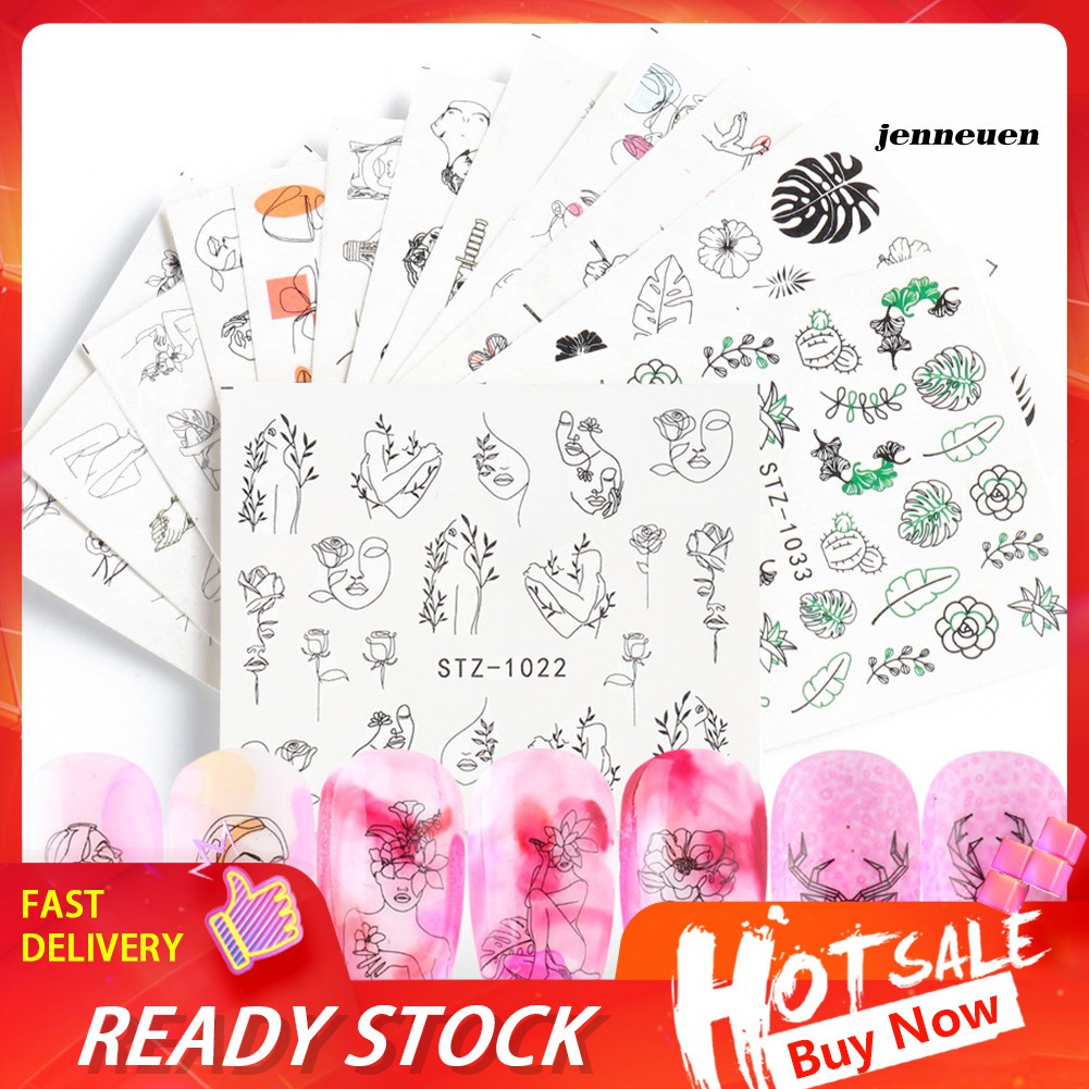 Bộ 16 Miếng Dán Trang Trí Móng Tay Nhiều Kiểu Độc Đáo Chất Lượng Cao