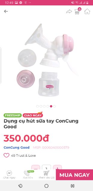 (THANH LÝ) Dụng cụ hút sữa tay ConCung Good