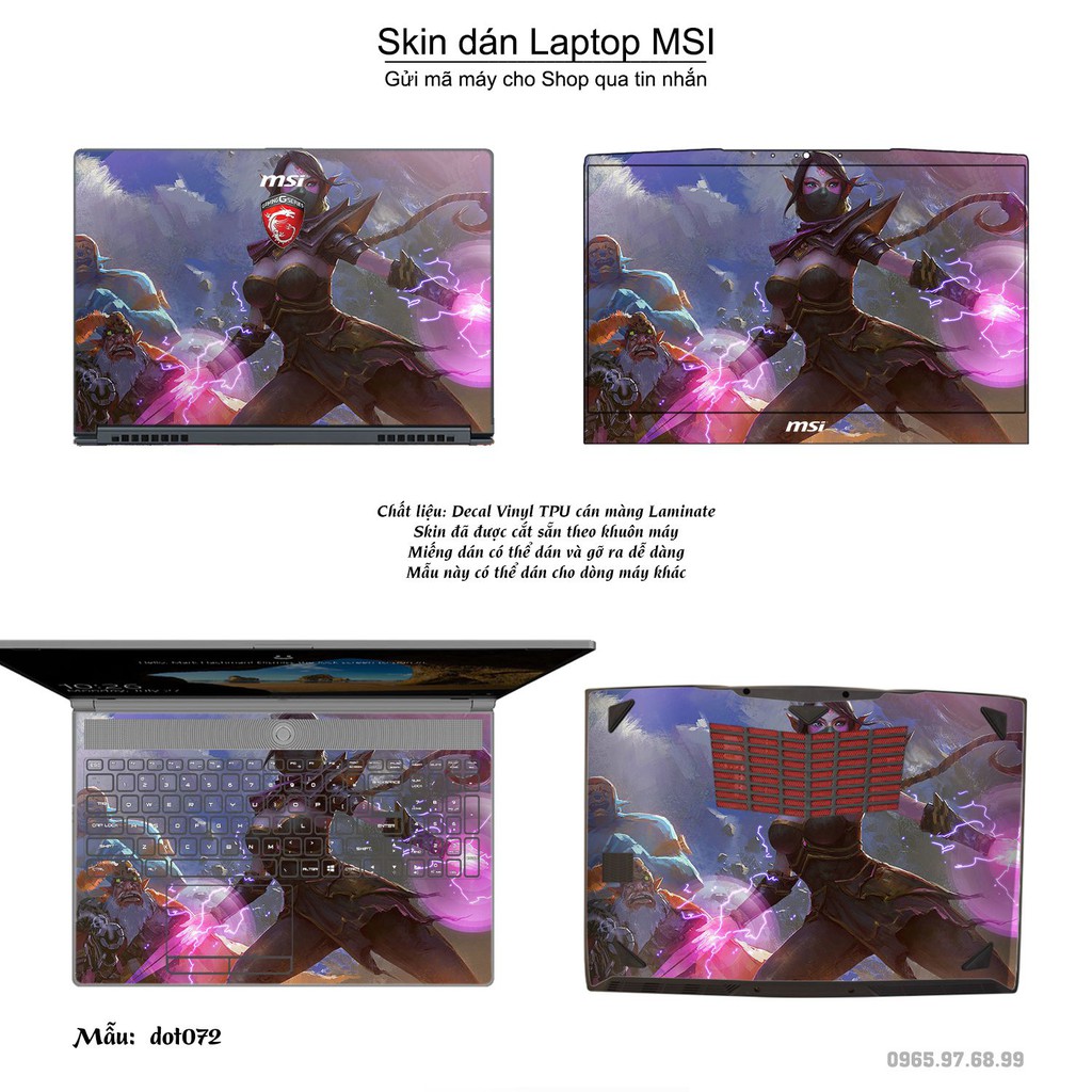 Skin dán Laptop MSI in hình Dota 2 nhiều mẫu 12 (inbox mã máy cho Shop)