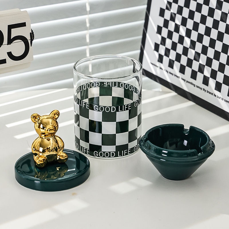 Gạt Tàn Thuốc Chống Bay Không Khói Có Nắp Đậy Kiểu Bắc Âu Sáng Tạo