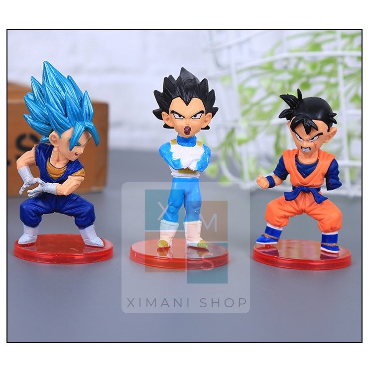 Bộ 18 Mô hình Dragon Ball Chibi Nhân Vật Goku Gohan Trunks Vegeta Zamasu Zeno Vegeto Mai Cao 9cm Anime -7 Viên Ngọc Rồng