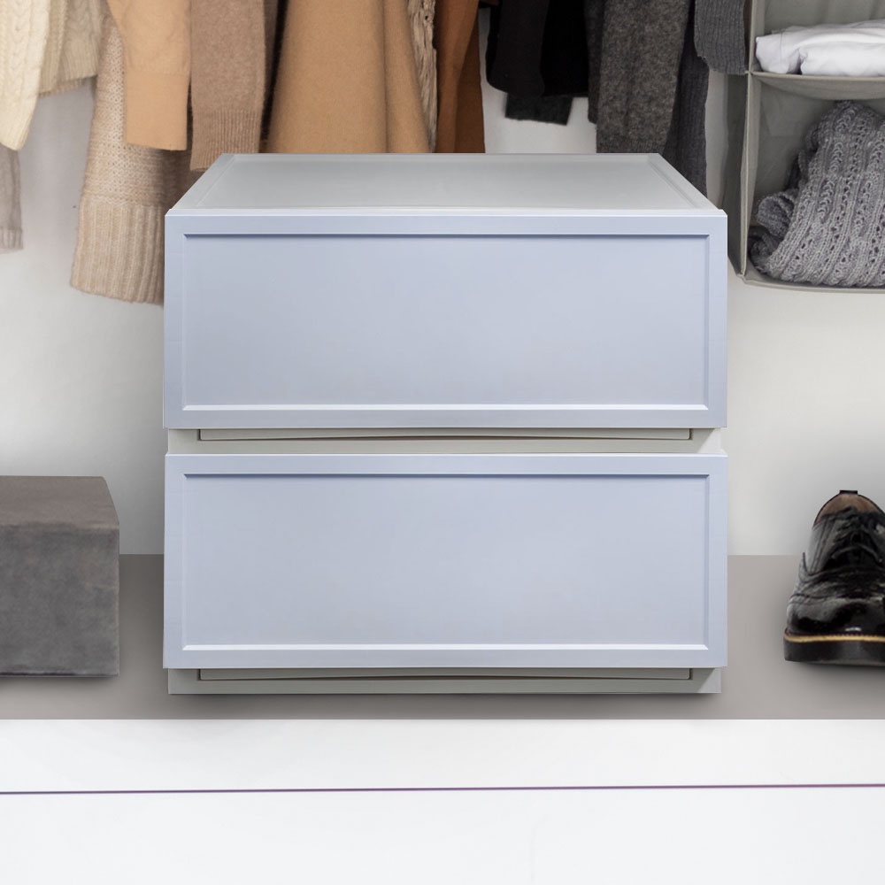 HomeBase STACKO Hộp nhựa đa năng ECO dạng ngăn kéo có thể xếp chồng Thái Lan W54xH24xD39.5 màu xanh dương pastel