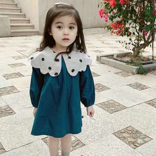 Đầm cổ sen chấm bi