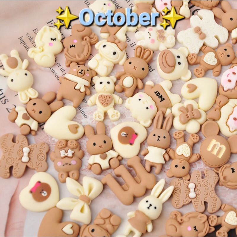 Charm slime/ charm trang trí hình gấu và nhiều mẫu cute làm kẹp tóc, dán Jibbitz
