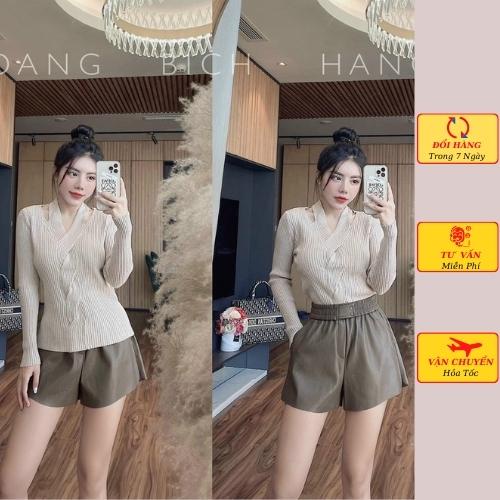 Áo len gân nữ dài tay thừng trễ vai ôm body mùa đông ulzzang Hàn Quốc