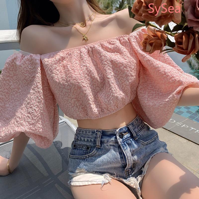 Áo kiểu croptop tay phồng trễ vai thời trang quyến rũ dành cho nữ