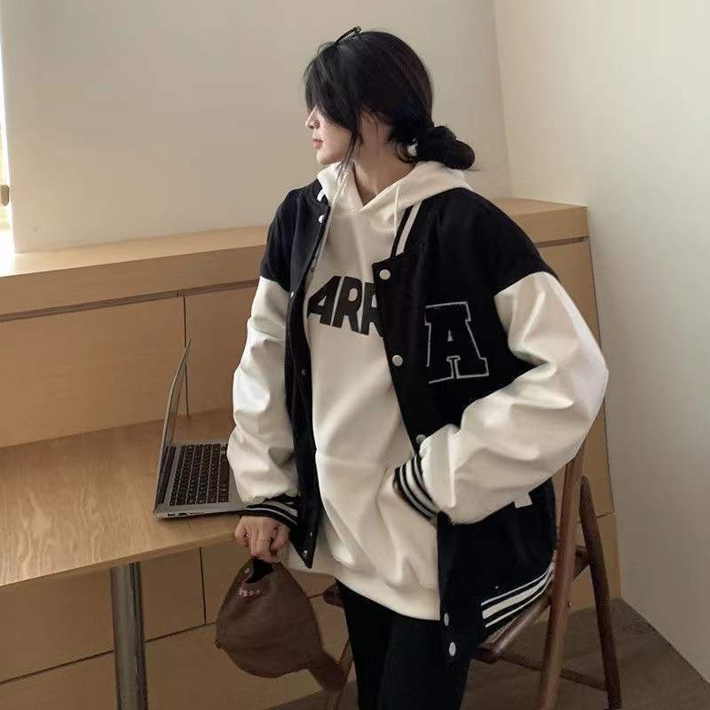 Áo bomber Varsity Jacket nỉ nam nữ khoác ngoài lớp dày form rộng chữ A unisex bóng chày cao cấp chống nắng