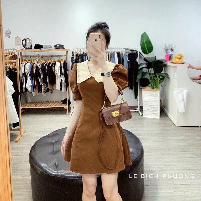 Đầm Kate Xòe Cổ Bèo Tay Bồng - Đầm Dáng Ngắn Tiểu Thư Sang Chảnh Siêu Xinh - Đầm Phù Hợp Công Sở, Đi Chơi, Dự Tiệc