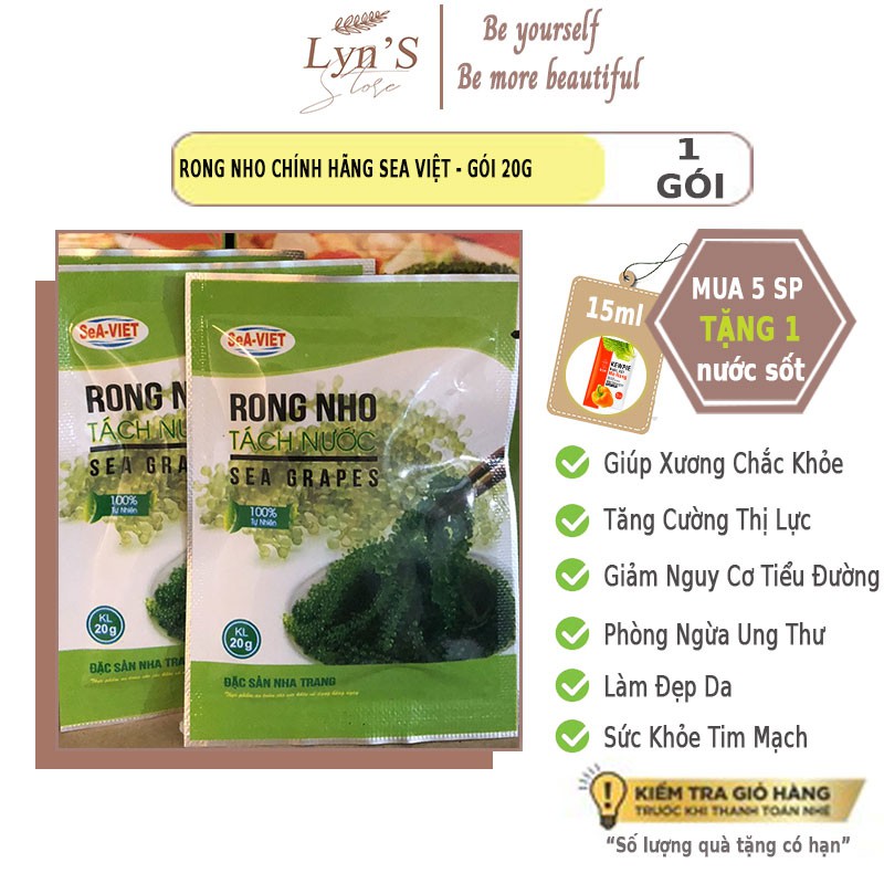 Rong nho 💘 𝑭𝑹𝑬𝑬𝑺𝑯𝑰𝑷 💘 rong nho khô, rong nho tách nước, công nghệ Nhật bản, tươi ngon, bổ dưỡng - gói lẻ 20g | BigBuy360 - bigbuy360.vn