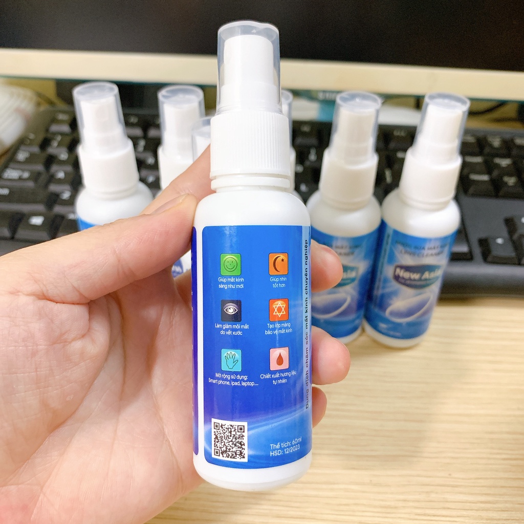 Nước rửa kính mắt dạng xịt lens cleaner New Asia 60ml