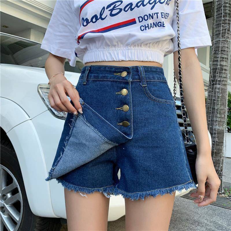 Quần Short jean giả váy, lệch vạt, có khuy, nhiều màu - LK037