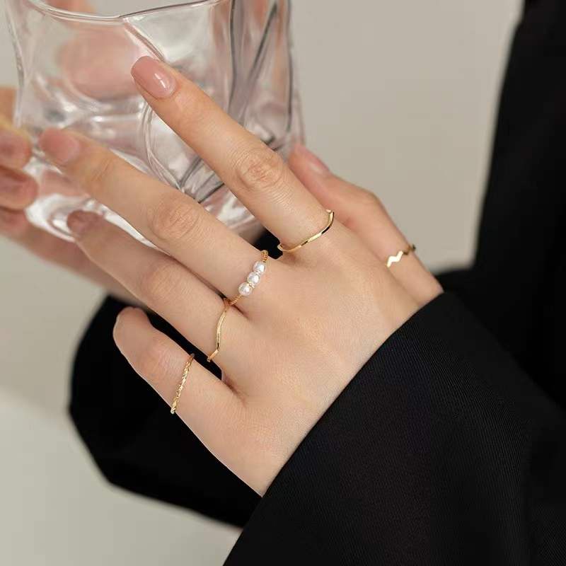 𝑭𝑹𝑬𝑬𝑺𝑯𝑰𝑷  Set 5 Nhẫn mạ vàng/bạc thời trang cho nữ