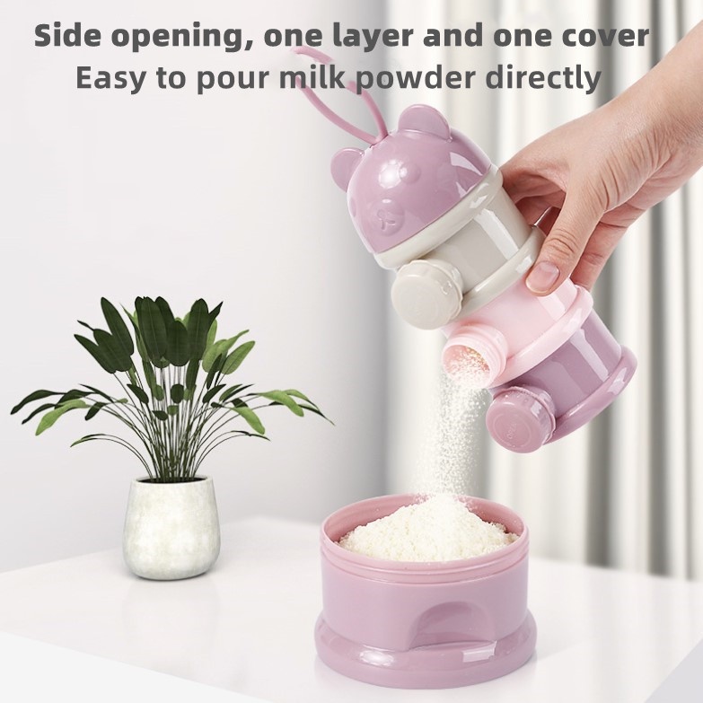 Hộp đựng sữa bột xách tay SABUY 4 tầng Hộp đựng thức ăn dặm cho bé Kiểu gấu Nhiều kiểu mở