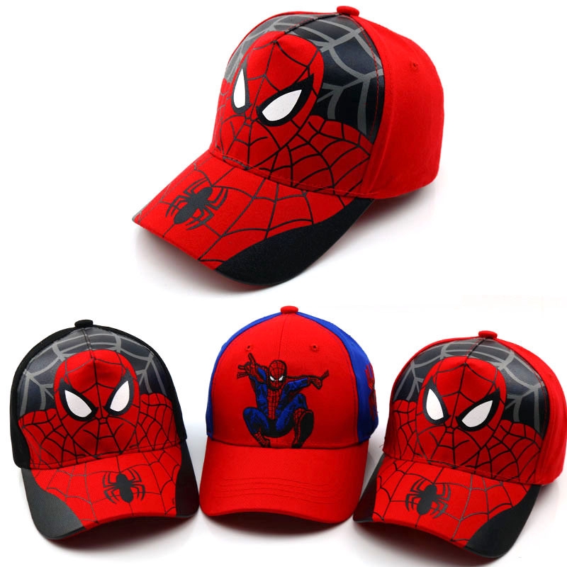 Mũ lưỡi trai cotton thêu hình người nhện Marvel phong cách hip hop thời trang cho bé trai và bé gái