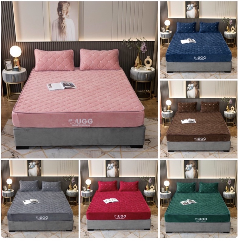 THẢM NỈ NHUNG UGG BO CHUN BỌC ĐỆM TẶNG KÈM 2 VỎ GỐI