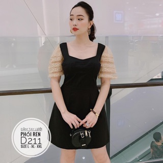 Bigsize Đầm tay lưới phối ren D211