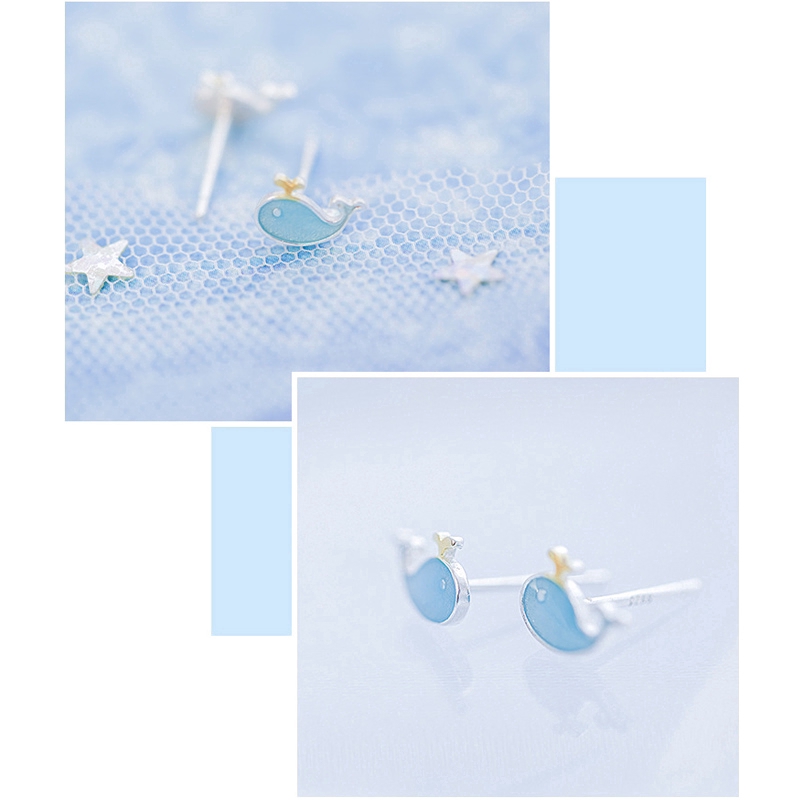 Cá Heo Bông Tai Stud Earrings Korean Style Whale Earring Women Fashion Jewelry Gifts