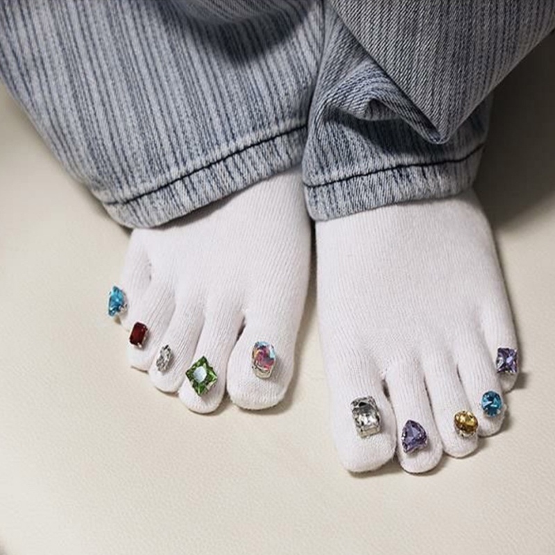 Găng Tay Dệt Kim Dày Dặn Màu Trơn Đính Đá Trang Trí Móng Tay Dễ Thương Cho Nữ