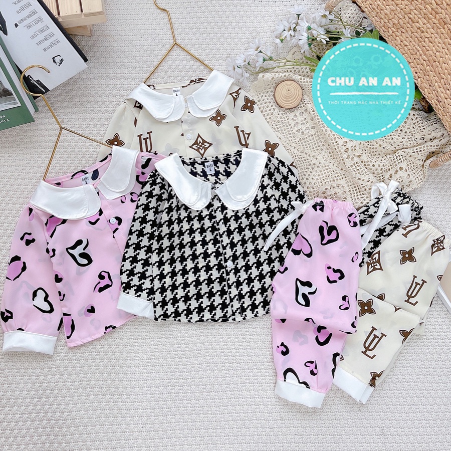 [ 6-17kg ] Bộ Đồ Ngủ Pijama Bé Gái - Set Quần Áo Trẻ Em Mặc Nhà Lụa Cao Cấp Nhiều Màu Dài Tay