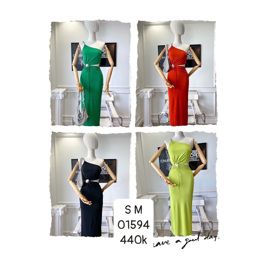 ĐẦM 1 DÂY VAI KHOÉT EO - QA01594