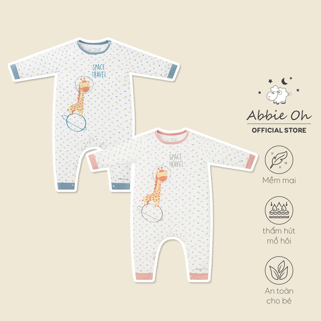 Bộ quần áo Bodysuit cotton dài tay ABBIEOH thiết kế cài chéo cho bé gái và bé trai 0 - 12 tháng BD359 AW21