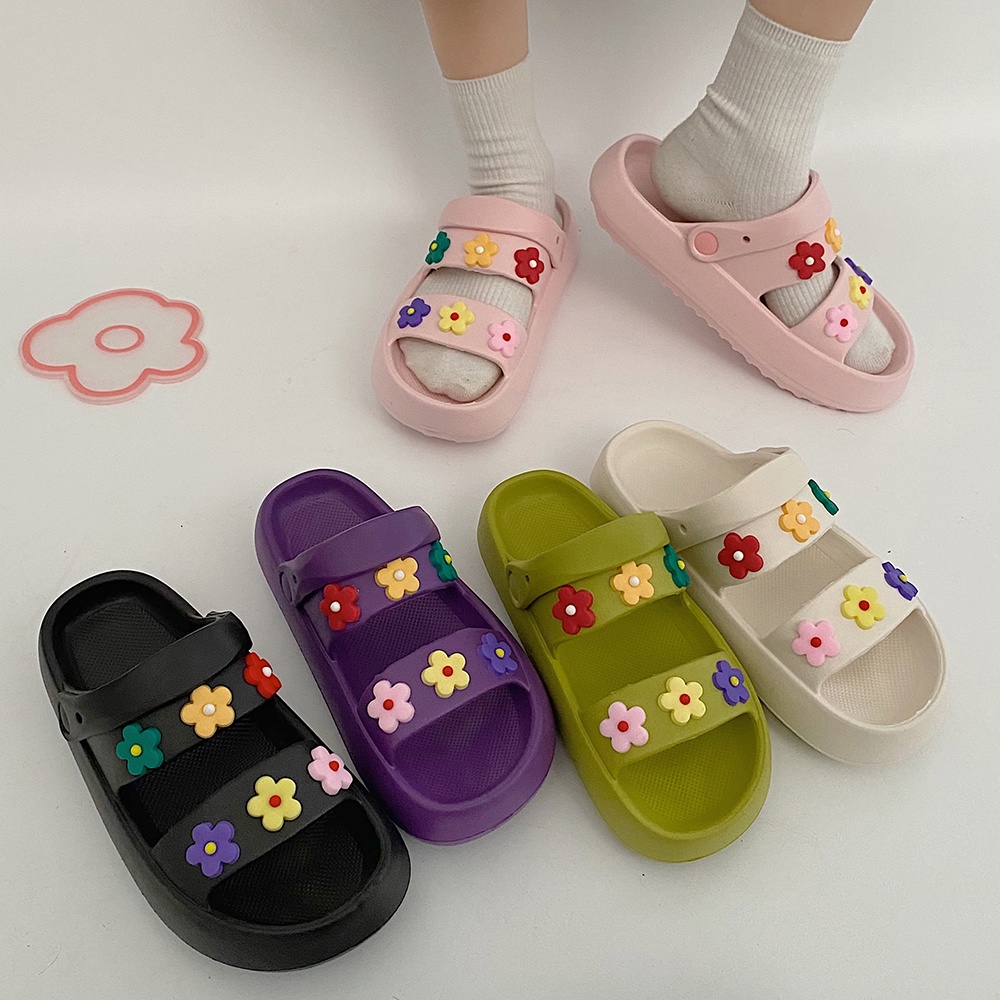 Giày sandals quai hậu nữ quai ngang đính hoa ulzzang - US802