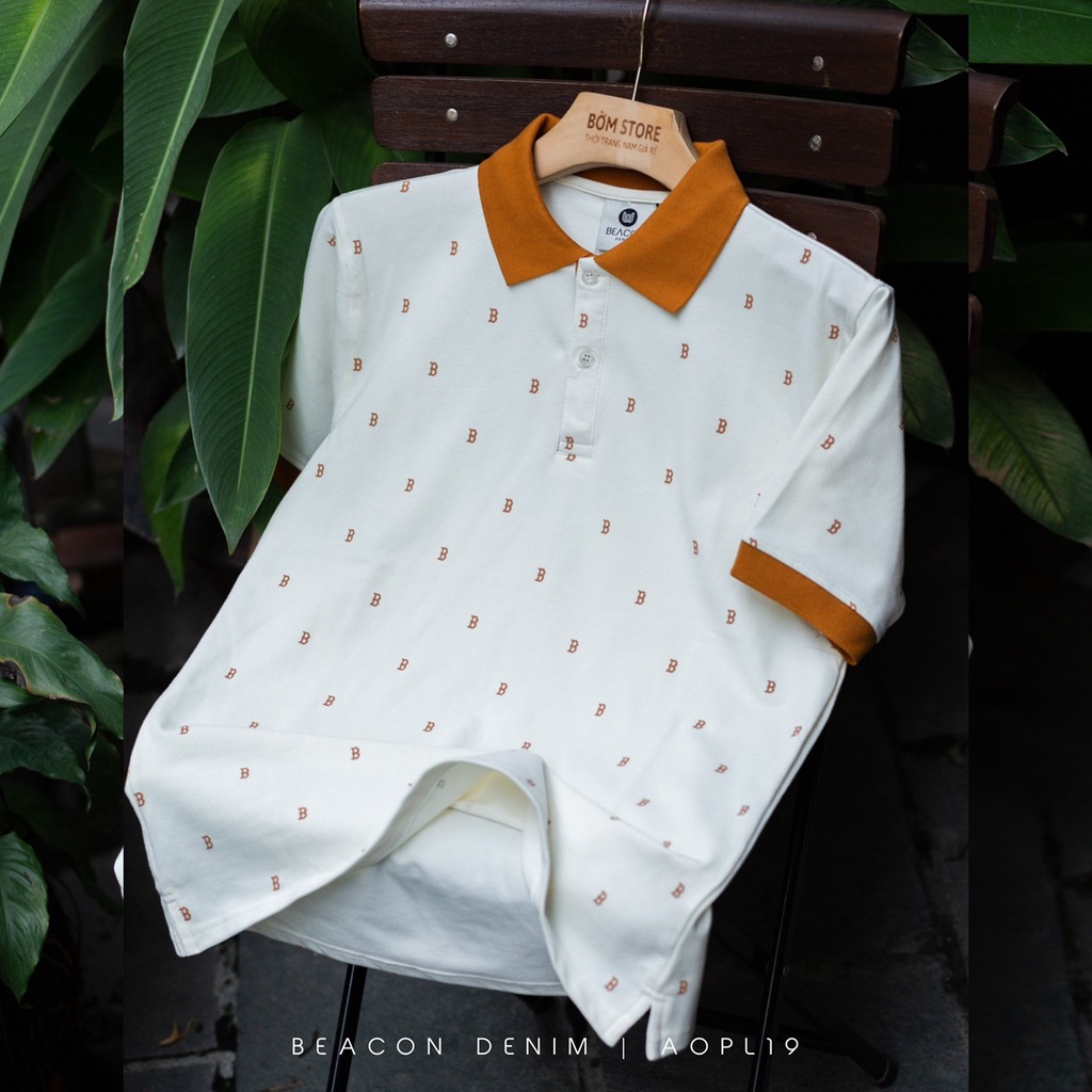 Áo Polo Nam Mẫu In Chữ B BEACON DENIM Form Vừa Basic Dễ Mang Hàng Ngày AOPL19