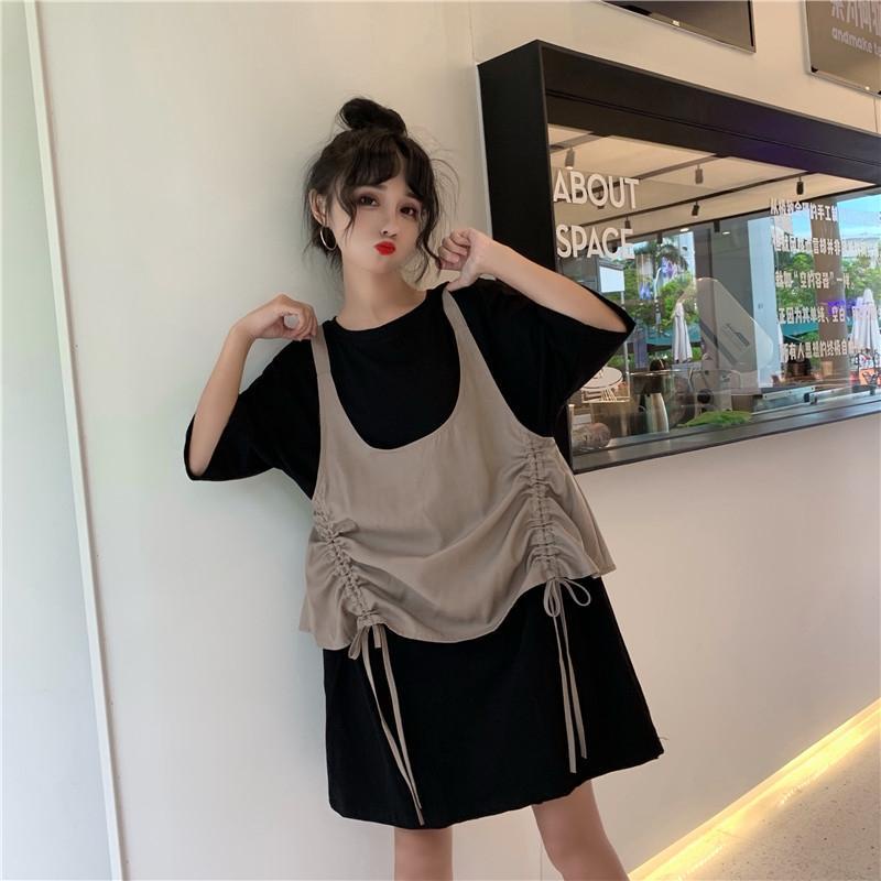 Set Áo Thun Ngắn Tay Form Rộng Và Chân Váy Phong Cách Trẻ Trung Dành Cho Nữ