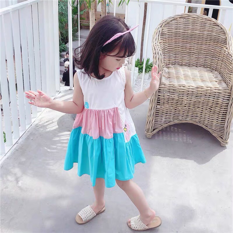 (8-22kg)Đầm thô tầng hình vịt siêu cute cho bé gái(hình thật)