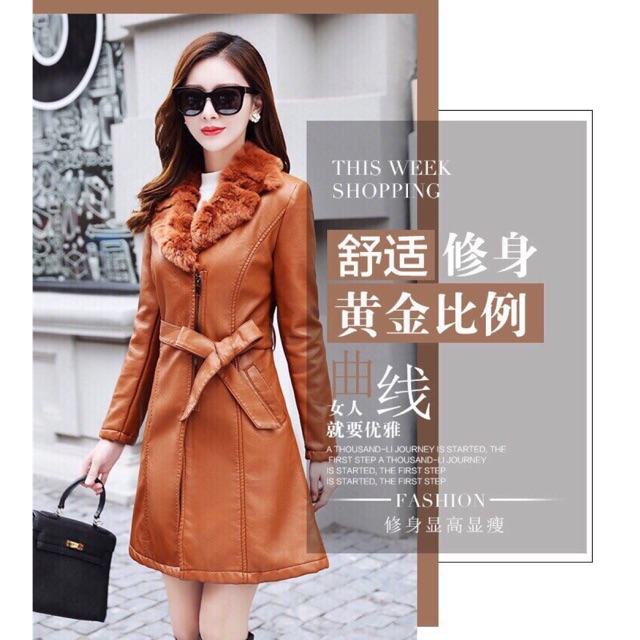 HÀNG NHẬP - ÁO KHOÁC DA CỔ LÔNG CAO CẤP QC