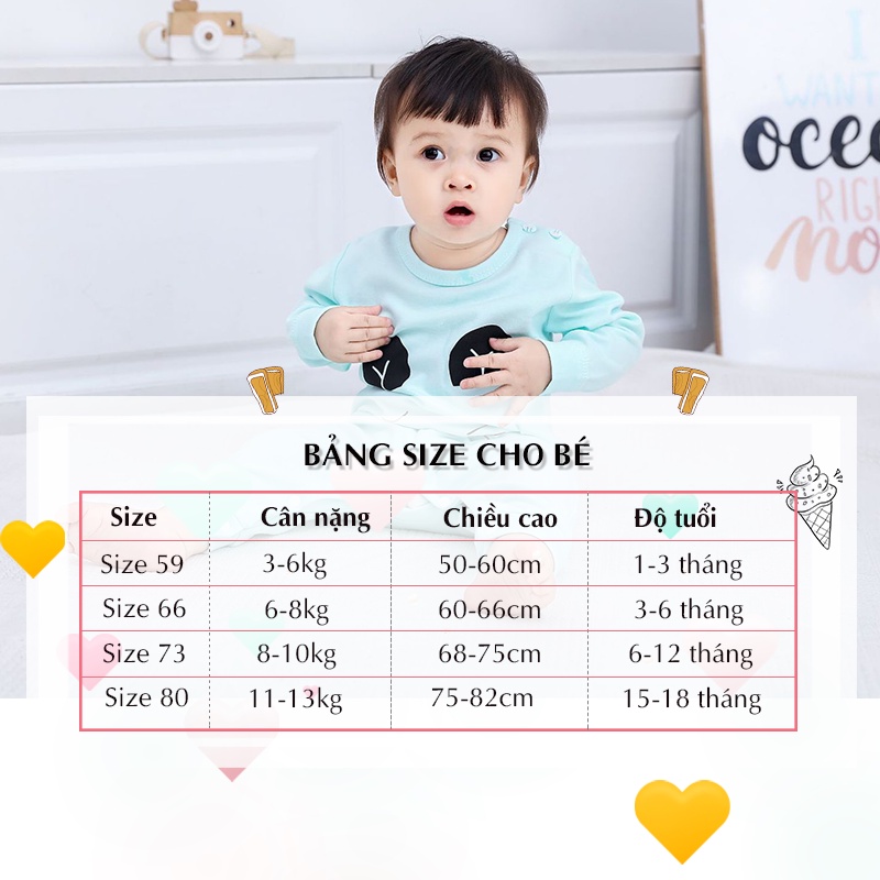 Bodysuit dài tay cho bé gái bé trai, bộ body cho bé sơ sinh hàng Quảng Châu cao cấp Poco Home