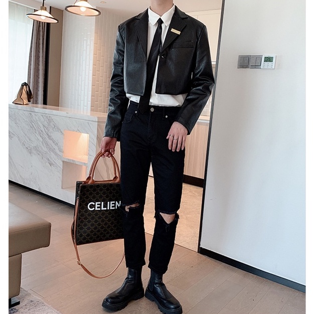 Áo khoác da siêu mỏng phong cách G-Dragon thời trang đường phố cá tính cho nam