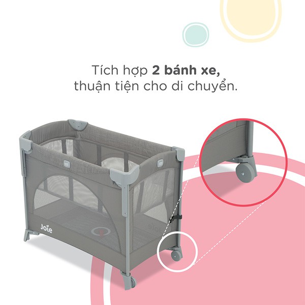 Giường cũi vải em bé hạ thành gấp gọn Joie Kubbie Sleep Foggy Gray (Anh Quốc)