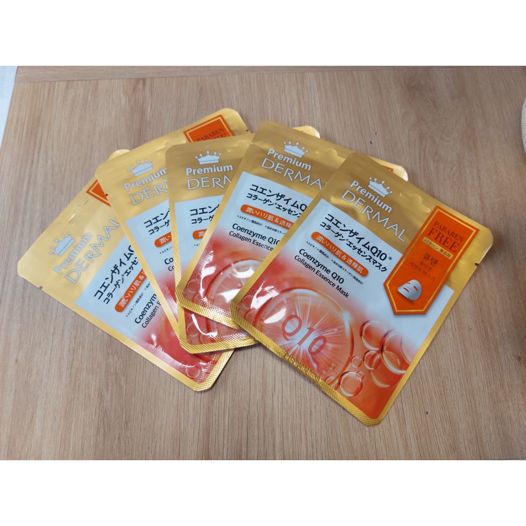 Mặt nạ Premium Dermal Collagen Hàn Quốc tinh chất Coenzyme Q10, Sữa ong chúa, Vàng, Vitamin