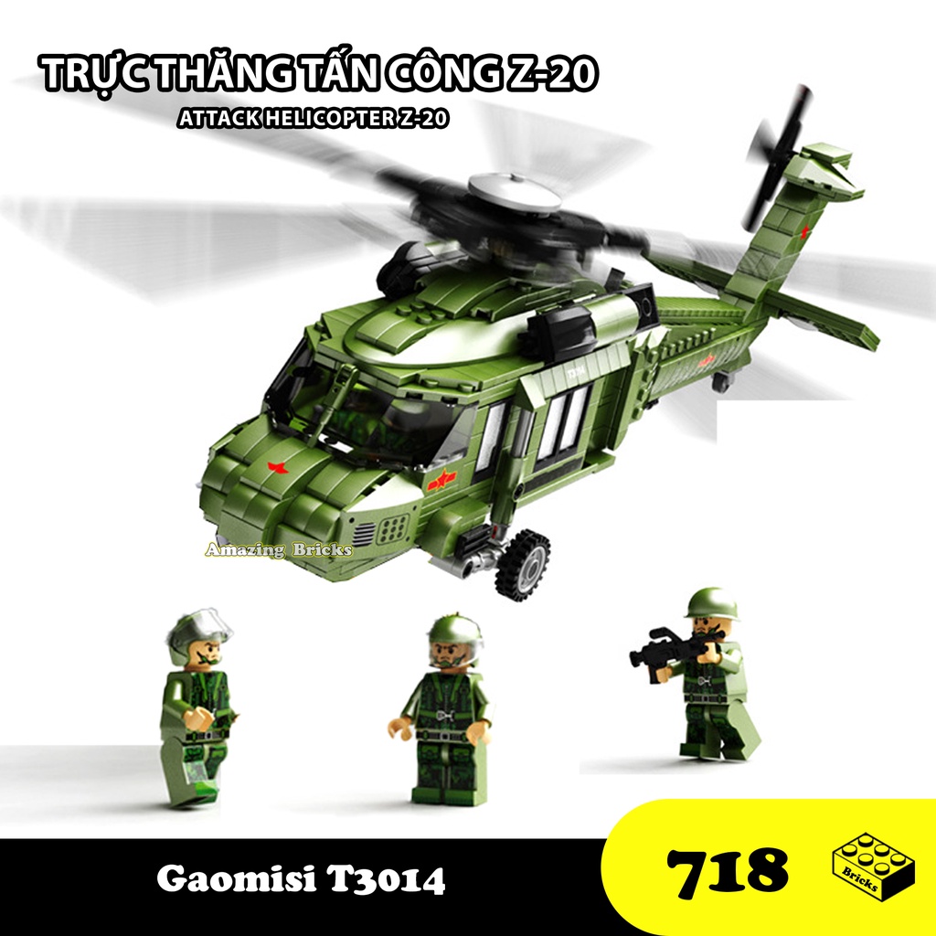 Đồ chơi Lắp ráp Máy bay quân sự Z-20, Gaomisi T3014 Attack Helicopter, Xếp hình thông minh, Mô hình máy bay