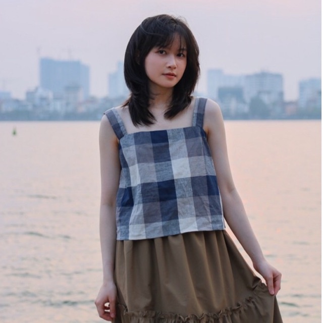 Áo hai dây Lá Xoè vải thô cotton mềm mát | dây áo bản to