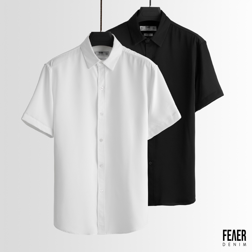 Áo sơ mi nam họa tiết trơn FEAER vải Lụa thoáng mát, không nhăn form suông Basic Short Sleeve |new arrival 2021| - Hàng
