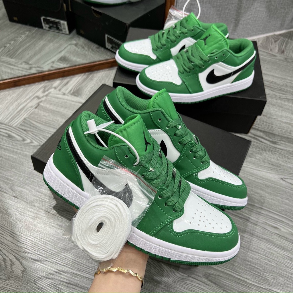 Giày Nam Nữ_Jordan_Cổ Thấp Màu Xanh Lá Có Giây Phụ Full Box