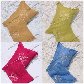 1 đôi Vỏ ( áo)  gối cotton poly trần bông size 45-65cm thêu hoa.