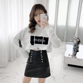 Áo Thun Phối Mũ Tay Dài Kết Hợp In Chữ STUCK ON Cá Tính TTSL0167
