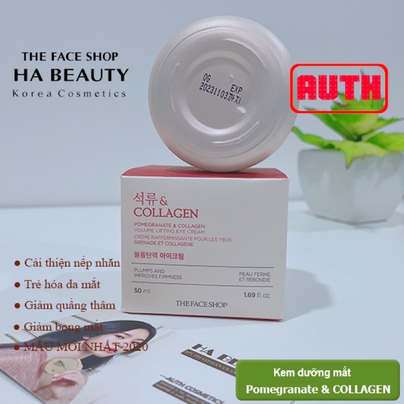 Kem dưỡng vùng mắt The Face Shop Pomegranate &amp; Collagen Volume Lifting Eye Cream 50ml