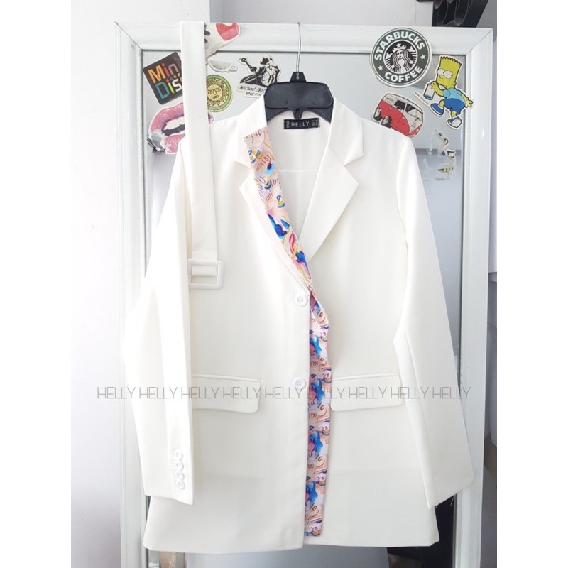 ÁO BLAZER NỮ PHỐI LỤA FORM SUÔNG | HELLY SHOP | BigBuy360 - bigbuy360.vn